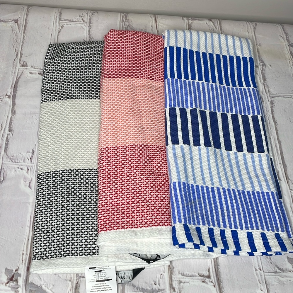 Kate Spade Kitchen Tea Towels 3 Pack Blue and Red